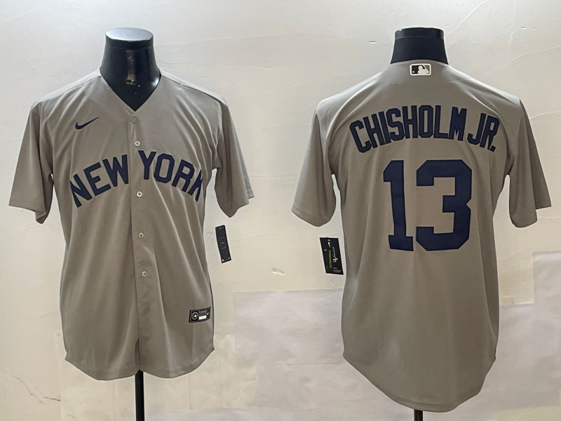 Men's New York Yankees Jazz Chisholm Jr. #13 Gray Away Limited Jersey